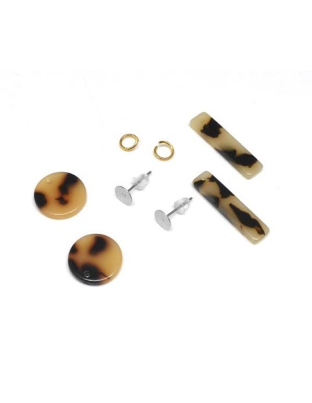 Kit boucle d'oreille résine style léopard pas cher