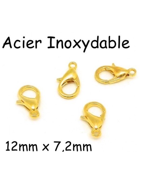 Fermoir mousqueton doré en acier inoxydable 12mm Fermoir mousqueton doré en acier inoxydable 12mm