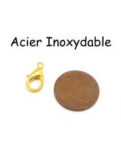 Fermoir mousqueton doré en acier inoxydable 12mm 2