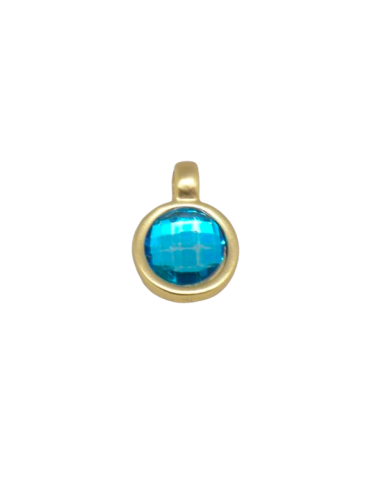 Breloque sequin doré avec strass facetté bleu turquoise pas cher