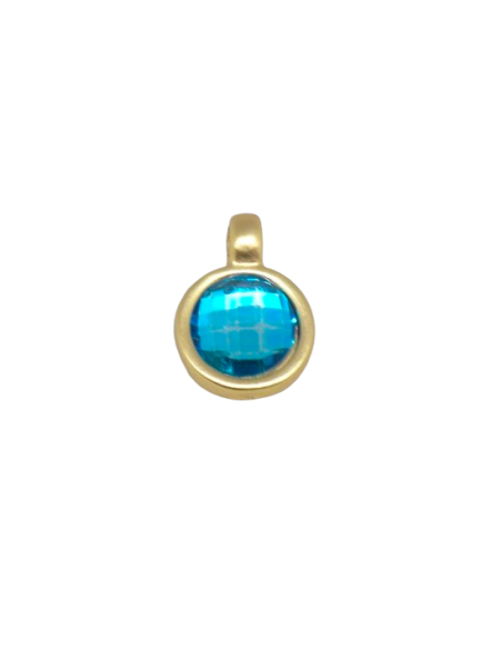Breloque sequin doré avec strass facetté bleu turquoise pas cher