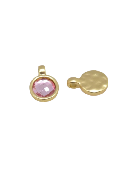 Médaillon doré et strass rose pale pour création originale
