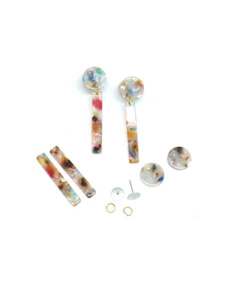 Kit boucles d'oreilles en résine, acrylique style écaille nacré avec support puce en acier inoxydable
