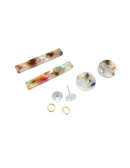 Kit boucles d'oreilles en acrylique multicolore nacré pas cher