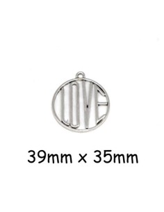 Grand Pendentif Love en métal argenté 35mm