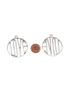 Grand Pendentif Love en métal argenté 35mm 2