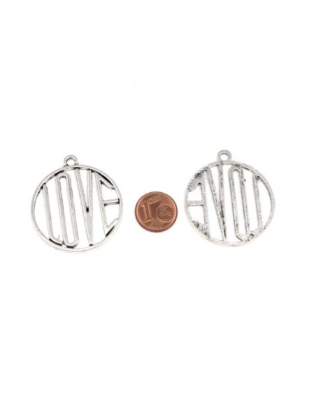 Pendentif Love en métal argenté pas cher