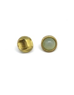 Perle passant rond avec cabochon vert opaline en métal doré pâle pour gros cordons 2