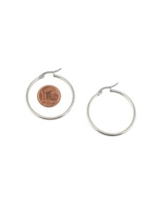 Boucles d'oreilles créole 35mm argenté en acier inoxydable 2