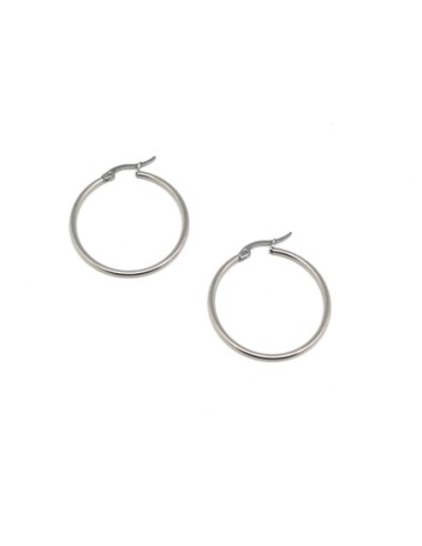Boucles d'oreilles créole en acier inoxydable argenté 35mm