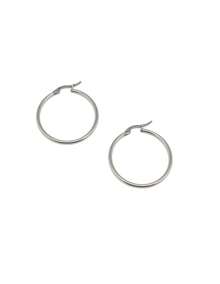 Boucles d'oreilles créole en acier inoxydable argenté 35mm