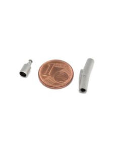 Fermoir clip argenté mat en acier inoxydable pour cuir rond 3mm 2