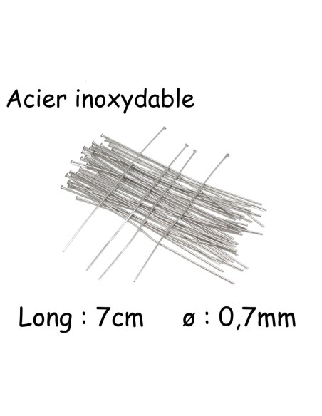 Tige clou à tête plate 7cm en acier inoxydable argenté