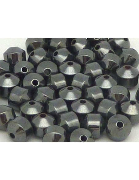R-2 Perles hématite biconique, lisse 6mm