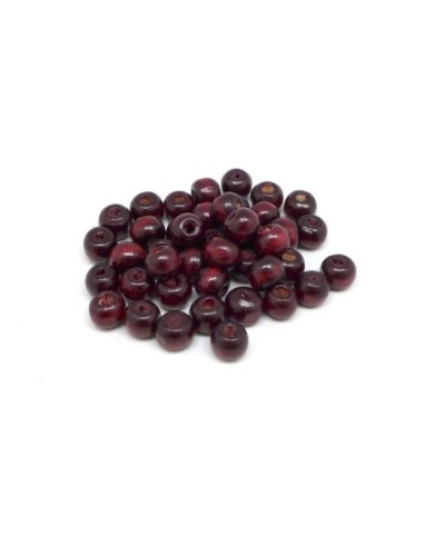 Perle en bois 8mm rouge bordeaux pas chère