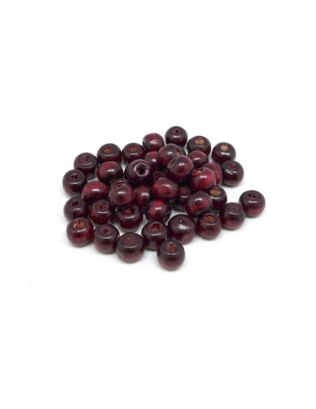 Perle en bois 8mm rouge bordeaux pas chère
