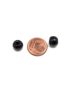 Perle en bois ronde de couleur noire 8mm 2