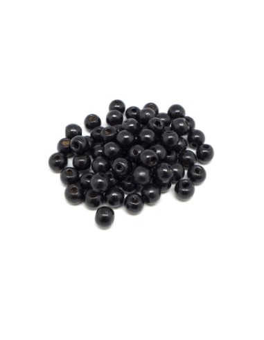 Perle en bois noire 8mm pas chère