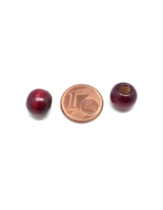 Perle en bois ronde 10mm rouge bordeaux 2