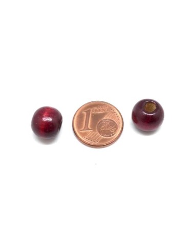 Perle ronde en bois 10mm bordeaux pas chère 