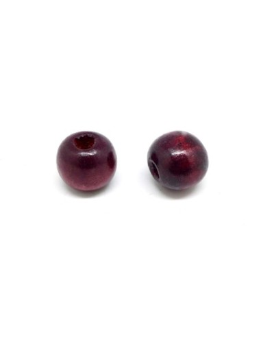 Perle 14mm rouge bordeaux en bois