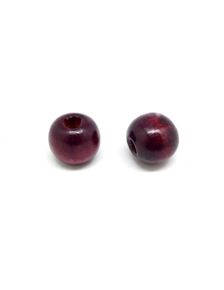 Perle 14mm rouge bordeaux en bois