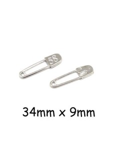 Breloque épingle à nourrice argenté en métal 34mm x 9,5mm