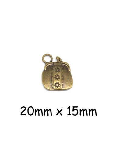 Petit pendentif porte monnaie antique bronze en métal pas cher