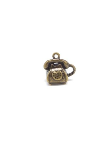  Breloque téléphone vintage bronze antique en métal - Idéal maison de poupée miniature