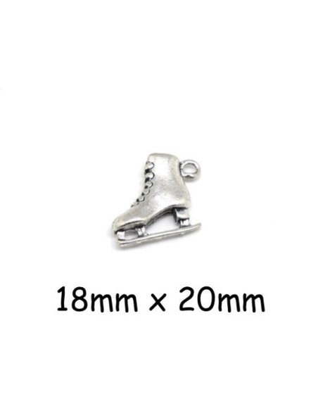 Breloque patin à glace en métal argenté