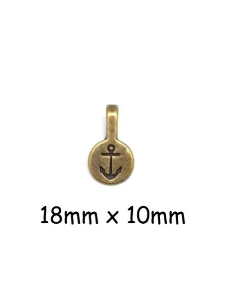 Breloque sequin ancre marine bronze en métal