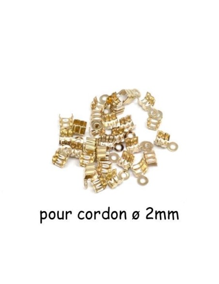 Embout serre fil doré en métal pour cordon cuir 2mm