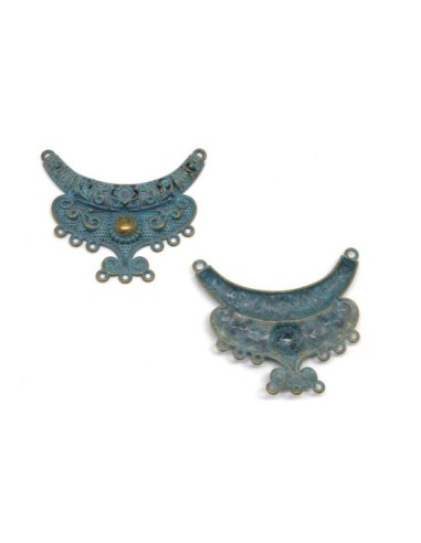 Plastron vert bronze en métal patiné