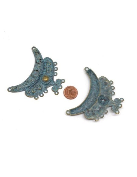 Pendentif plastron vert bronze en métal patiné pas cher