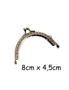 Fermoir porte monnaie en métal bronze travaillé avec attache sur le côté 8cm