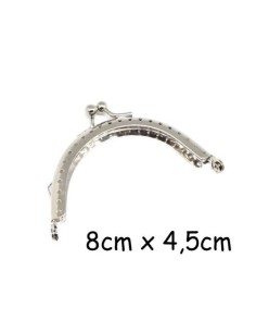 Fermoir porte monnaie 8cm en métal argenté avec attache