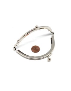 Fermoir porte monnaie 8cm en métal argenté avec attache 2
