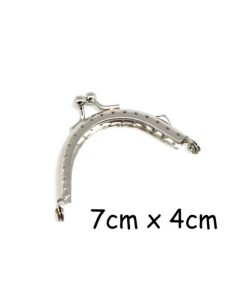 Fermoir porte monnaie 7cm en métal argenté avec attache