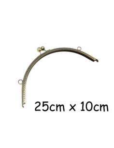 Grand fermoir sac arrondi bronze en métal travaillé avec 2 attaches 25cm