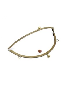 Grand fermoir sac arrondi bronze en métal travaillé avec 2 attaches 25cm 2