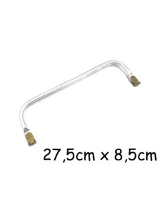 Fermoir tubulaire argenté pour sac vintage 27,5cm de long