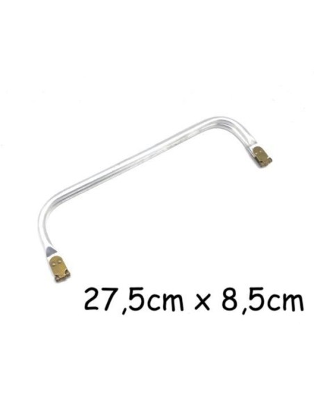 Fermoir tubulaire argenté pour sac vintage 27,5cm de long