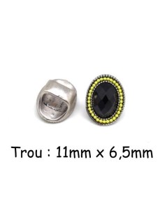 Perle slide en métal argenté à gros trou pour cuir regaliz