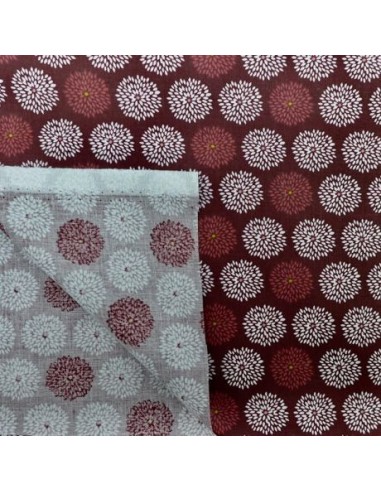 Tissu à  fleurs rouge grenat et blanc pas cher pour couture