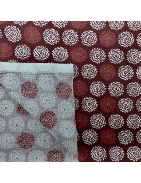 Tissu à  fleurs rouge grenat et blanc pas cher pour couture