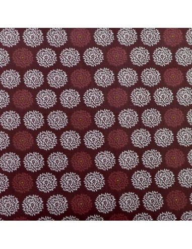 Tissu rouge grenat à fleurs 100% coton