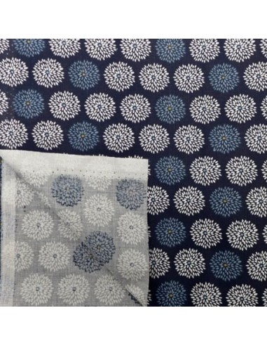 Tissu en coton motif fleur bleu pour création couture