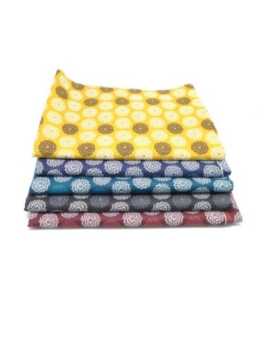 Tissu coton motif fleur de pissenlit pour couture longuette démaquillante pas chère