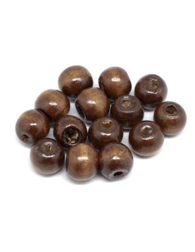 Perle ronde 12mm en bois marron