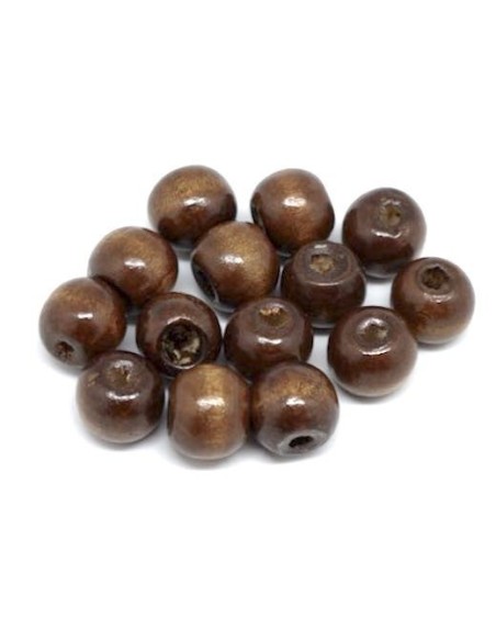 Perle ronde 12mm en bois marron